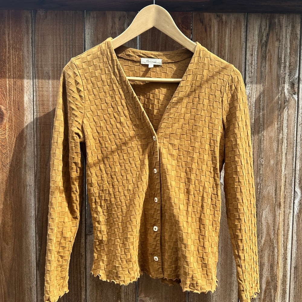 Madewell Mustard Textured Cardigan